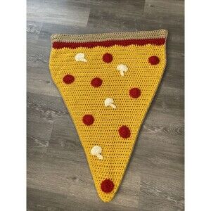Handmade Crochet Lap Blanket Pizza Slice Tail Slip In Blanket Throw